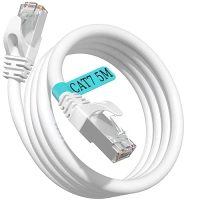 Afbeelding van Netwerkkabel 5m Ethernet Kabel Cat 7 Internet Hoge Snelheid Afgeschermde Ethernetkabel 10Gbps 600MHz SFTP Wit Buiten Gigabit Waterdichte Patchkabel Lan Kable voor Router Switch Modem