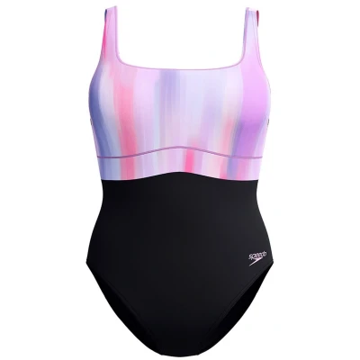 Afbeelding van Speedo Womens Shaping Contoureclipse Printed Swimsuit Badpak, Dames, Maat: 40, Neon violet