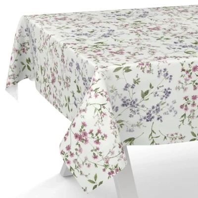 Afbeelding van ANRO Wasdoek tafelkleed, afwasbaar, tuintafelkleed, bloemetjes, 220 x 140 cm, snijrand