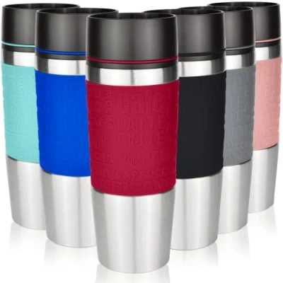 Afbeelding van Milu 380ml Roestvrij Stalen Thermische Mok I Vaatwasmachinebestendig en 100% Lekvrij Geïsoleerde Koffiemok voor onderweg Drinkbeker Dubbelwandige Isolatie Reisbeker (Rood, 380ml)