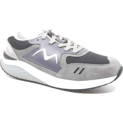 Afbeelding van MBT, SOHO 1996 II M Black Grey, 702884 1565N, Grijs combi kleurige heren sneaker met een ronde zool balance point