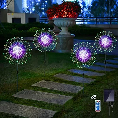 Afbeelding van Redefun Vuurwerklampen op zonne energie, 4 x 120 leds, tuinverlichting 8 modi, outdoor vuurvliegverlichting energie met afstandsbediening, waterdichte starburst verlichting