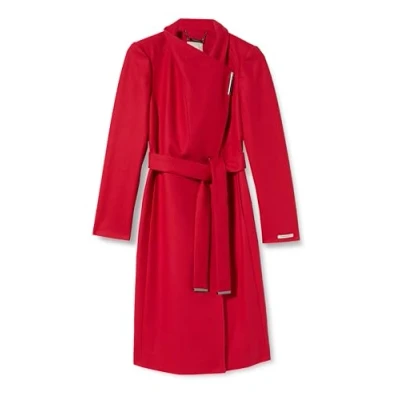 Afbeelding van Ted Baker WMO ROSE midi lengte wollen wikkeljas voor dames, BRT ROOD, 34