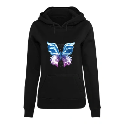 Afbeelding van Miss Tee Dames Hoodie Chromed Butterfly Hoody, Casual met Frontprint, Regular Fit, Maten XS 5XL, zwart,