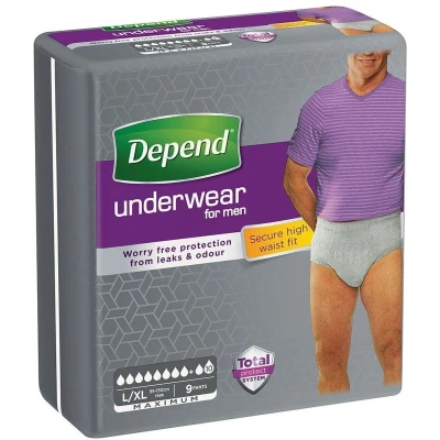 Afbeelding van Depend Pants Men Max Maat L/xl 1986, 9 stuks