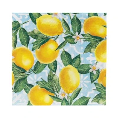 Afbeelding van Talking Tables 20 x papieren servetten met citroen, stuks Levendig wegwerpservies thema voor onvergetelijke bijeenkomsten, zomerfeesten, bruidsdouches, brunches, helder