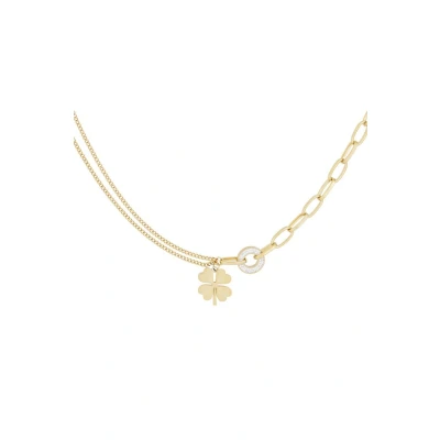 Afbeelding van Fortune ketting Goudkleur Moederdag Cadeau Klaver Strass