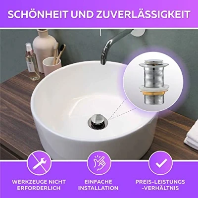 Afbeelding van M. ROSENFELD HOME spoelbak afvoerset ZONDER overloop met knop verchroomde pop up afvalklep 1 1/4 inch gemaakt van roestvrij staal en messing voor wastafel klep spoelbakafvoerset