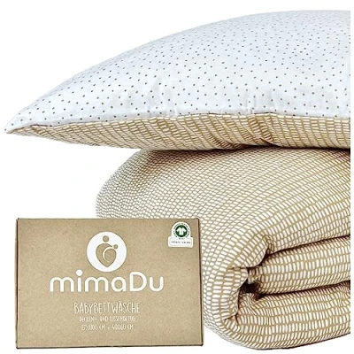 Afbeelding van mimaDu Bio baby beddengoed 100 x 135 cm, kinderen kinderbeddengoed katoen voor jongens en meisjes GOTS Oeko Tex gecertificeerd (boho)