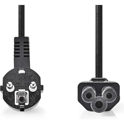 Afbeelding van Stroomkabel Type F (CEE 7/7) Male IEC 320 C5 Gehoekt Recht Nedis