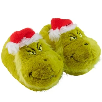 Afbeelding van United Labels Grinch 3D pluche pantoffels voor dames en heren, groen, uniseks slippers met kerstmuts, winter, Kerstmis, 38/40 EU