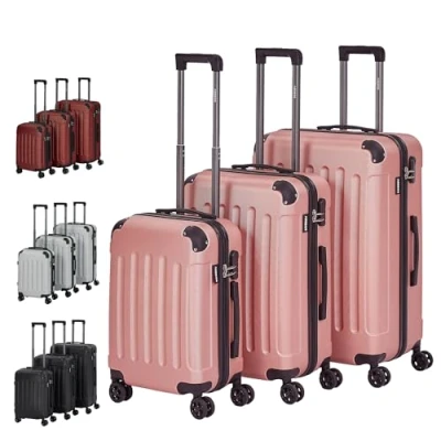 Afbeelding van AREBOS Kofferset 3 delig Reiskoffer set 360 zwenkbare wielen M L XL Rosé Goud