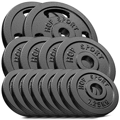 Afbeelding van Hop Sport gewichten set 30 kg naar keuze 8x1,25 kg, 4x2,5 2 x 5 gietijzeren gewichten, halterschijf mm geschikt voor staven met Ø mm, halterschijven uiterst robuust en vormvast…