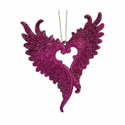 Afbeelding van Kerstversiering Engelenvleugels Fuchsia Plastic Purpurine 12 x 13 2,5 cm (24 Stuks)