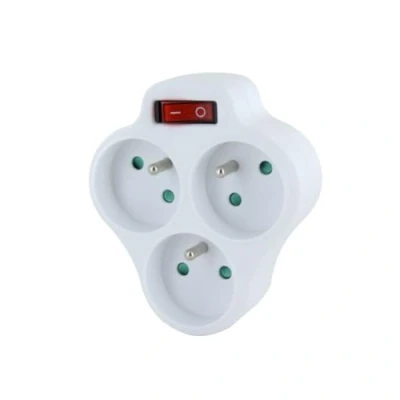 Afbeelding van Witte dominostekker 3 x 16 A met schakelaar
