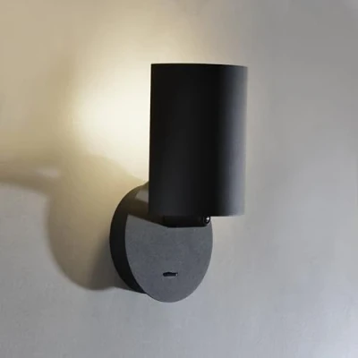 Afbeelding van ouglres Wandlamp, zwart, met schakelaar, moderne lamp voor binnen, duurzame aluminium lampenkap, 90 graden draaibaar, industriële stijl, E14 fitting, slaapkamer, woonkamer, hal, hotel