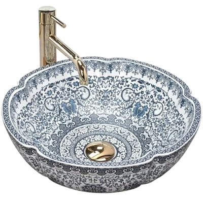 Afbeelding van REA Vivien Opzetwastafel Waskom 42.5 x 15 cm Blauw