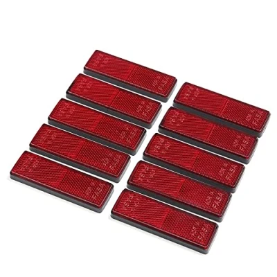 Afbeelding van ETUKER 10 stuks reflectoren, zelfklevend, rechthoekig, zijreflectoren, hanger, reflector, kattenogen, voor caravans, RV/vrachtwagen, aanhanger, kattenogen (rood)