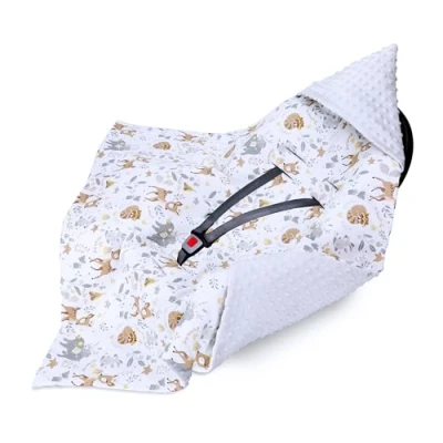 Afbeelding van Wikkeldeken draagdoek kinderwagen 90 x cm universele babydeken voor buggy babyzitje autostoeltje Zomer katoen minky Hert lichtgrijs