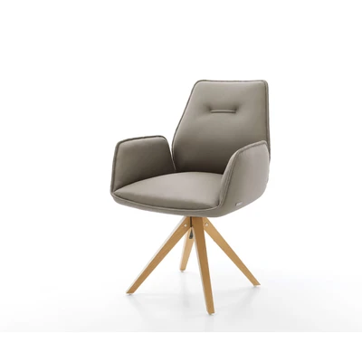 Afbeelding van Draaistoel Zoa Flex houten frame hoekig echt leer mud 180 draaibaar