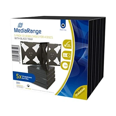 Afbeelding van MediaRange CD Jewelcase voor 4 schijven, 22 mm, zwarte lade, 5 stuks