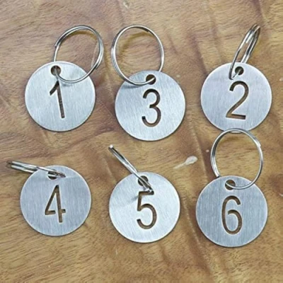 Afbeelding van Sourcemall Genummerde Tags met Sleutelhanger Roestvrij Staal Cirkel Diameter 3cm (1 10)