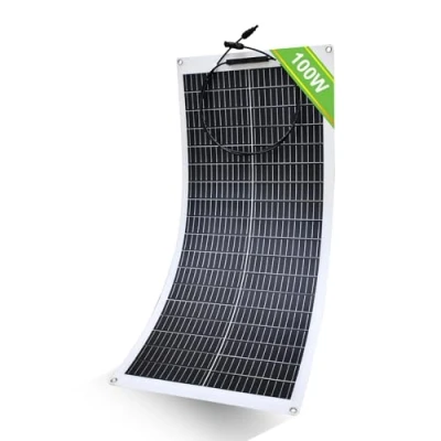 Afbeelding van ECO WORTHY zonnepaneel, 100 W, 12 V, flexibel monokristallijn zonnepaneel met oplaadkabel voor camper, auto, boot, V batterijen