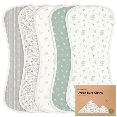 Afbeelding van KeaBabies Biologische Spuugdoeken voor Baby&#039;s, Jongens en Meisjes, Verpakking van 5 Stuks Ultra Absorberende Moltondoeken Uniseks (Prairie)