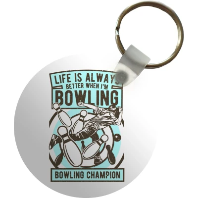 Afbeelding van Sleutelhanger Bowlen Quotes Vintage Plastic Rond Uitdeelcadeautjes Vaderdag cadeau Geschenk Cadeautje voor hem Tip Mannen