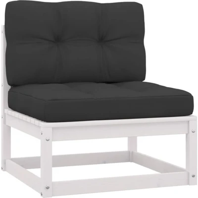 Afbeelding van 2 Delige Loungeset Met Kussens Massief Grenenhout Grijs 1 / Wit Middenbank