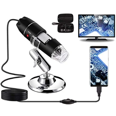 Afbeelding van USB digitale microscoop 40X tot 1000X, Bysameyee 8 LED vergroting endoscoopcamera met draagtas en metalen standaard, compatibel voor Android Windows 7 10 Linux Mac