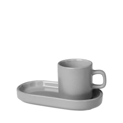 Afbeelding van Espressokopje Blomus Pilar Mirage Grey (2 delig)