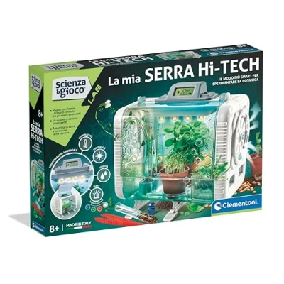 Afbeelding van Clementoni Bambini La Mia Broeikas met high tech wetenschap, laboratorium, botanische technologie, wetenschappelijk spel 8 jaar, experimenten, planten voor teelt, in Italiaans, Made Italy, kleur,