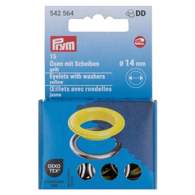 Afbeelding van Oogjes met sluitringen [15 stuks Ø 14 mm] Prym geel/zilver metallic Oeko Tex ️ Standard 100