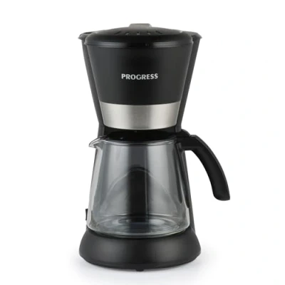 Afbeelding van Progress Filter Koffiezetapparaat 1.5 L, 10 Kopjes Drip Machine, Glazen Karaf, Anti Drup, Verwijderbaar Herbruikbaar Filter, Warmhoudfunctie van 40 Minuten, 1080 W, Zwart