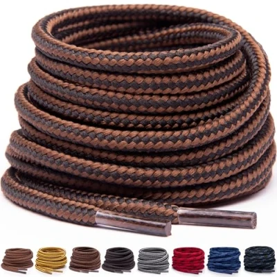 Afbeelding van Miscly Ronde Schoenveters Zware en Duurzame voor Laarzen, Werkschoenen &amp; Wandelschoenen (Zwart/Bruin, 137 cm)