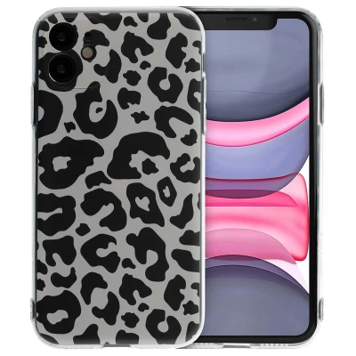 Afbeelding van Apple iPhone 11 Hoesje Siliconen en TPU (zacht) iMoshion Softcase/Backcover Leopard Transparent Telefoonhoesje