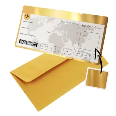 Afbeelding van CraftWerk vliegticket met krasoppervlak, personaliseerbaar voor vrouwen, vriend of vriendin, boarding pass als geschenkverpakking reizen en vakantie