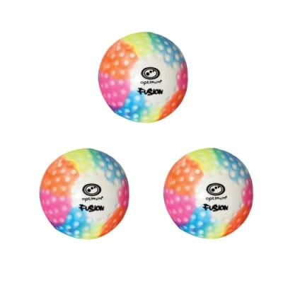 Afbeelding van Optimum Fusion hockeyballen duurzaam voor oefening en training, langdurige prestaties, bestand tegen tranen splijten verbeterd spelen, verpakking van 3, meerdere kuiltjes