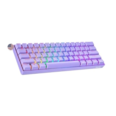 Afbeelding van Geeky GK61 SE 60% Mechanisch Gaming Toetsenbord 61 Toetsen Multi Kleur RGB LED Achtergrondverlichting voor PC/Mac Gamer ANSI US Amerikaanse Indeling (Lavendel, Mechanical Black)