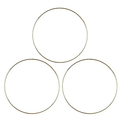 Afbeelding van Ideen mit Herz Metalen ringen om te knutselen, 3 stuks, mm dik, Ø 20 cm, draadringen van ijzer, ideaal voor dromenvangers, macramé, droogbloemen, wanddecoratie (goud)