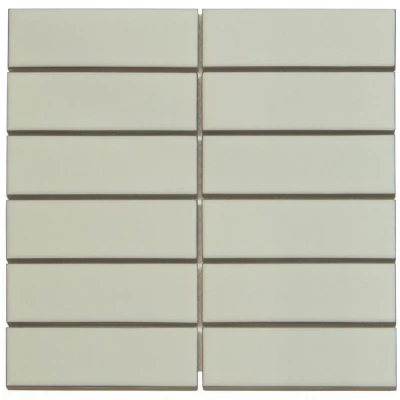 Afbeelding van The Mosaic Factory Barcelona Rechthoek Café Latte Glanzend 4,5x14,5 cm