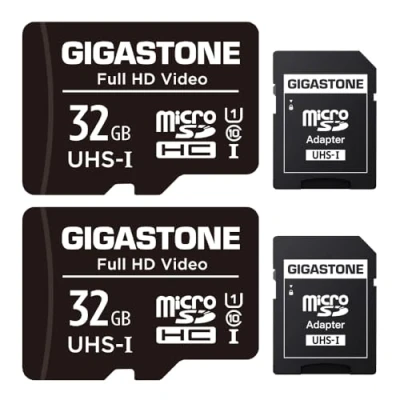 Afbeelding van Gigastone Micro SD geheugenkaart 32 GB 2 pack, SDHC UHS I U1 klasse 10, 90/20 MB/s lees en schrijfsnelheid, geschikt voor Nintendo Switch, GoPro action cam, Compactcamera’s, DJI drone