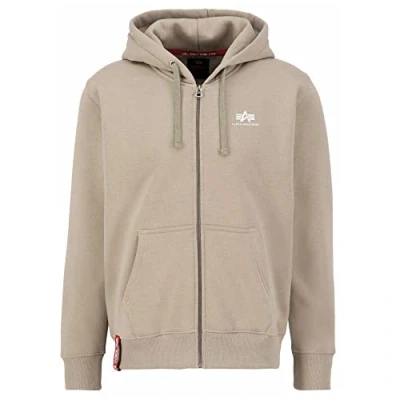 Afbeelding van Alpha Industries Basic Hoody Sweater met rits, Heren, Maat: XL, Sand