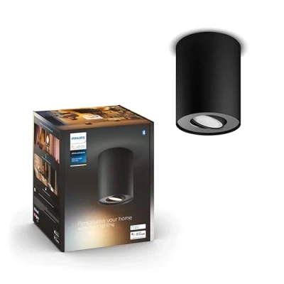Afbeelding van Philips Hue Pillar opbouwspot warm tot koelwit licht 1 spot zwart GU10