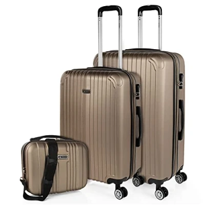 Afbeelding van ITACA Grote Koffer Trolley Reiskoffer van ITACA. Groot 4 Wielen Combinatieslot. ABS harde schaal T71570B, Champagne