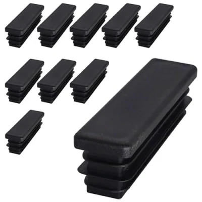 Afbeelding van SKIR&#039;CO (10 stuks) rechthoekige kunststof pluggen 20 x 80 mm, Mat Tube eindkappen, buisinzetstukken, hek paal pluggen, zwart RAL 9005