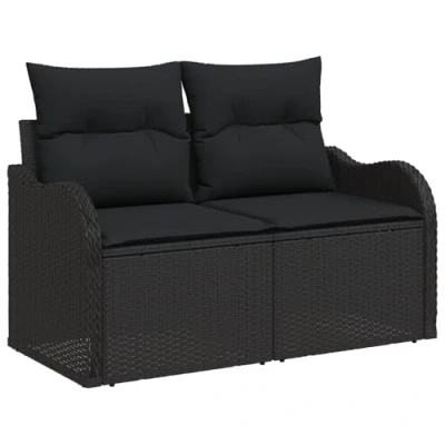 Afbeelding van vidaXL 10 delige Tuin Sofa Set met Kussens Zwart Poly Rattan