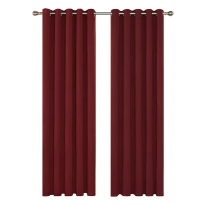 Afbeelding van Deconovo Verduisterende Gordijnen Set van 2, Lichtdichte, Warmtewerende Verduisteringsgordijnen voor Woonkamer, 229x274 cm (B x H), Donkerrood