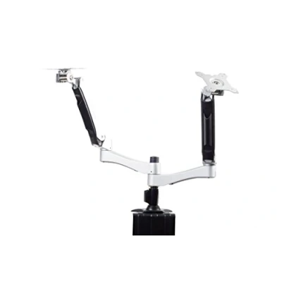 Afbeelding van SilverStone SST ARM22SC Verstelbare dual LCD/LED aluminium monitorarm, monitoren 360 draaibaar, zwenkarmen 180 verschuifbaar en 90 omhoog/omlaag naar links/rechts kantelbaar Maximale